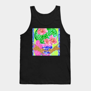 Playing cheetah cubs and chinoiserie jar Tank Top